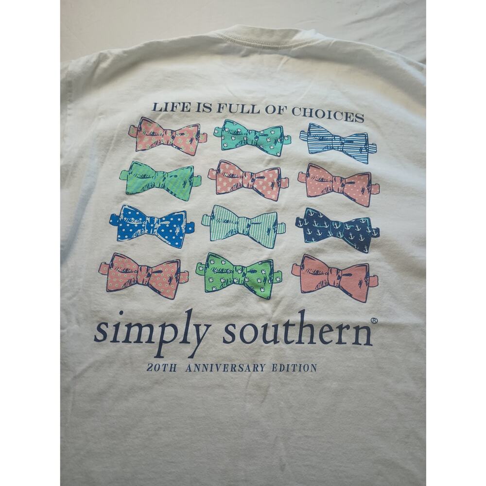 Simply Southern Rare 20th Anniversary Edition Graphic Bow T-shirt Women Large